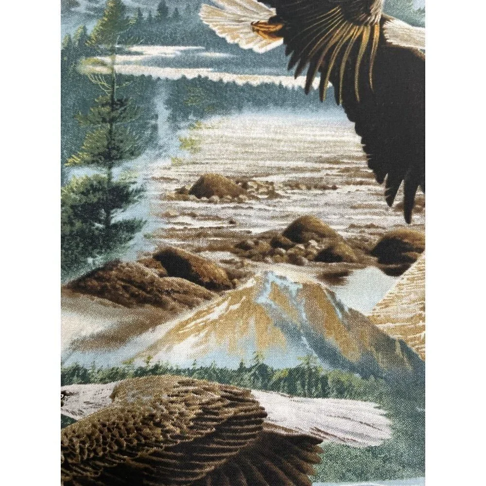 Eagles Soaring Along the Shore Print Pure Cotton Fabric 42